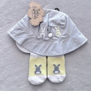 NWT Baby Essentials bunny hat and matching socks size 0-12 months